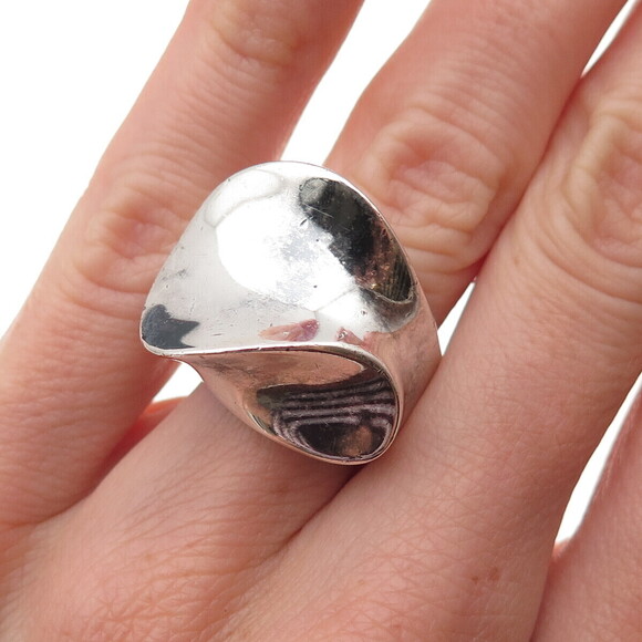 Unbranded Jewelry - 925 Sterling Silver Vintage Mexico Modernist Oxidized Ring Size 5.5